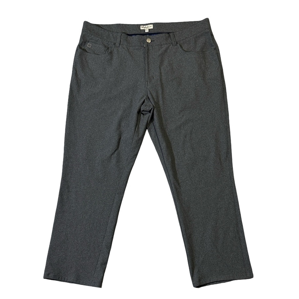 Peter Millar mens 38x27 gray heather soft performance golf pants EUC